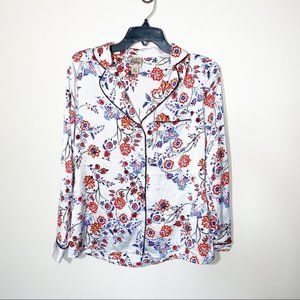 Como Vintage Floral Print Pajama Style Top Size XS